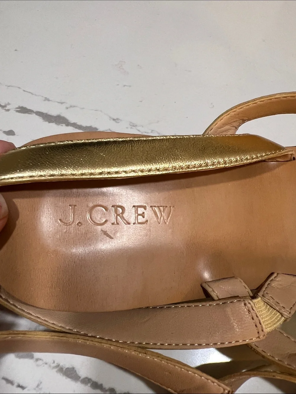 J. Crew Metallic Gold Strappy Leather Sandals